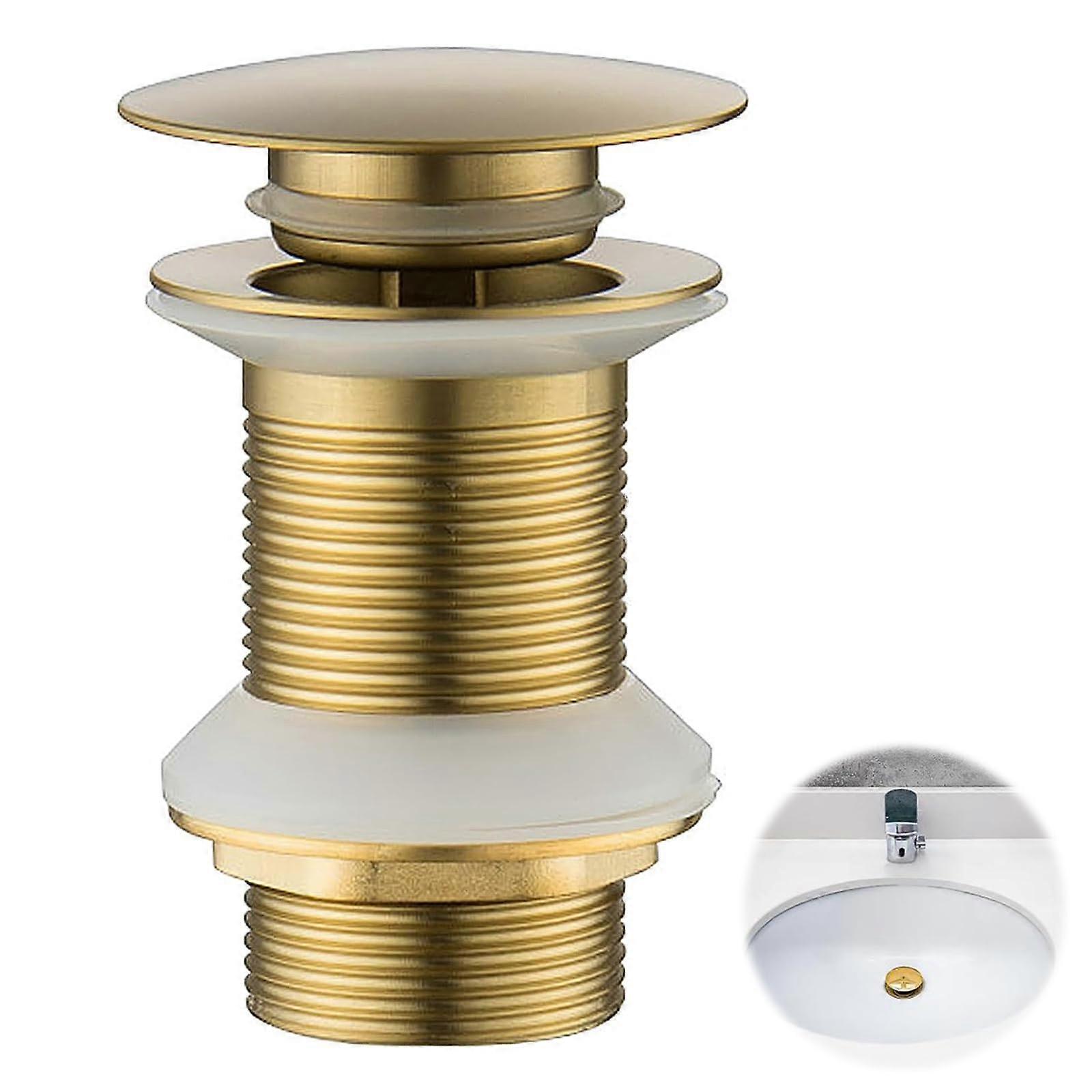 Basin Waste Slotted Pop Up Sink Waste Brushed Gold Click Clack Overflow For Bathroom Basin Vessel Sinks