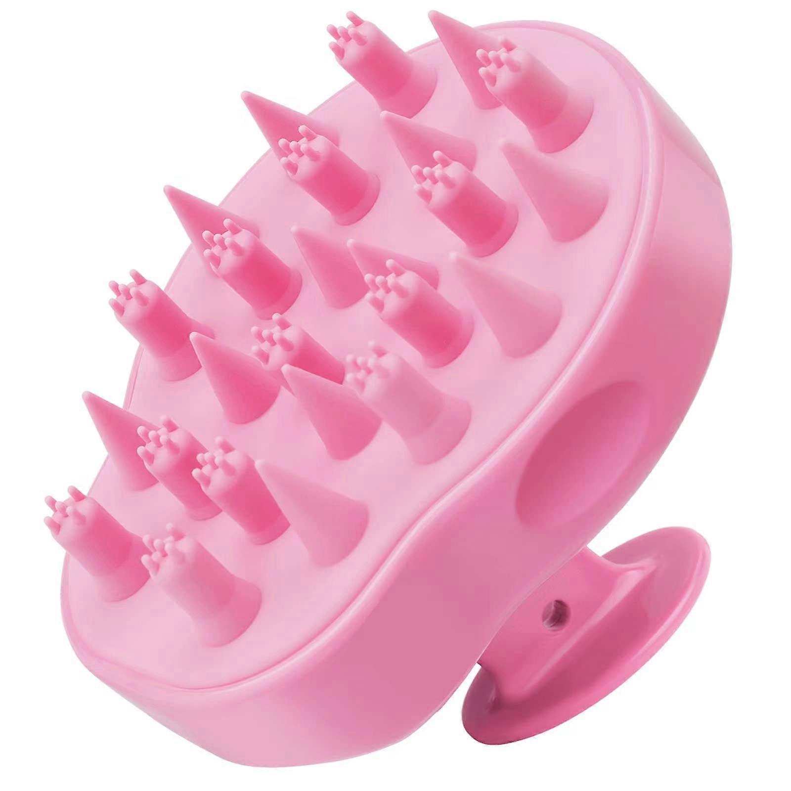 Scalp Massager Shampoo Brush with Dual Silicone Bristles for Deep Cleansing and Hair Growth, Pink