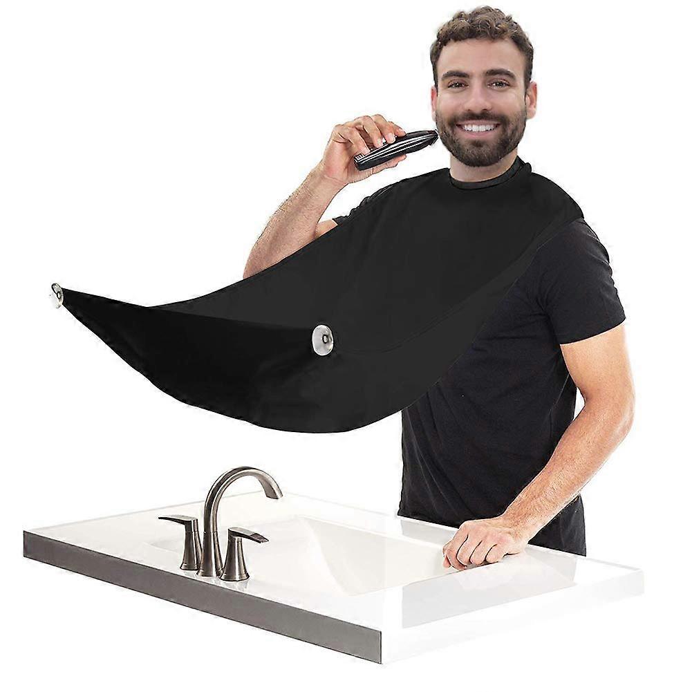 Beard Trimming Apron Beard Bib with 2 Suction Cups Waterproof NonStick Mess Shaving Black
