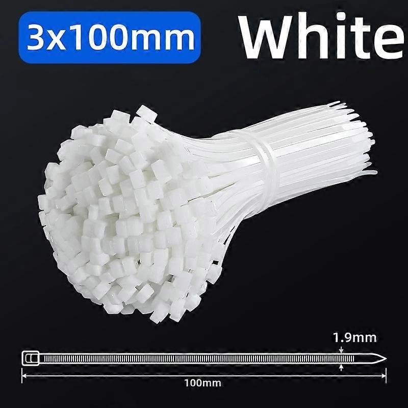 100 pi��ces 3X80/100/120/150/200mm 4X300mm Nylon blanc noir lait cable fil attaches zipp��es autobloquant attache de cable