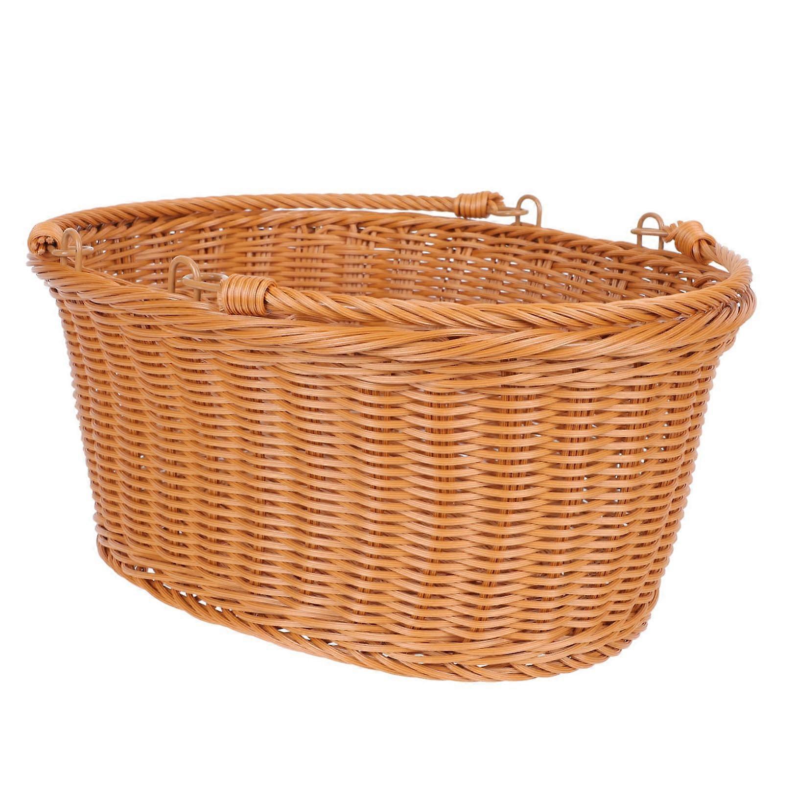 Decorative Woven Basket with Handle for Fruits and Flowers, MultiFunctional Plastic Storage