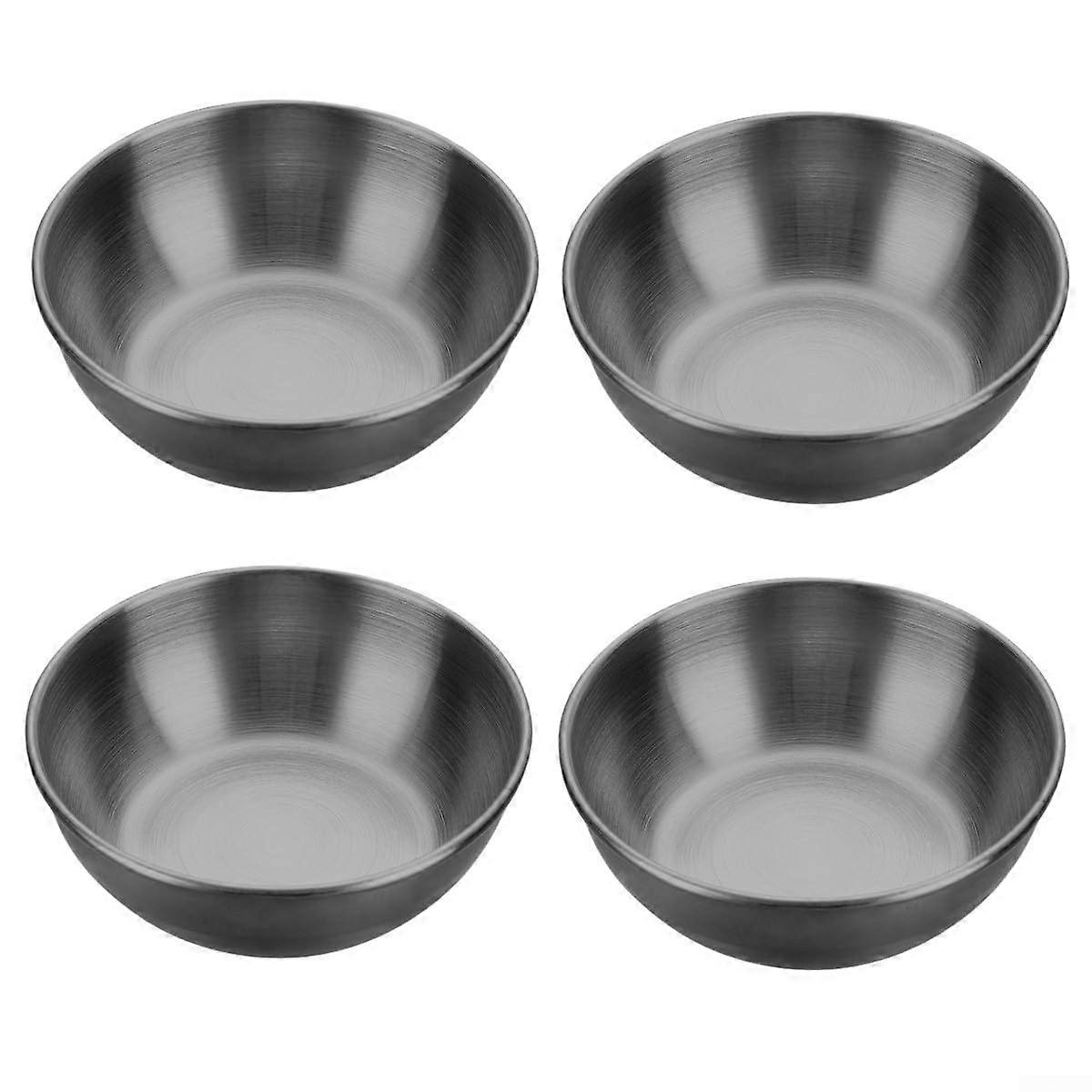 Stainless Steel Sauce Bowls Set of 4, Stackable Dipping Cups for Snacks and Condiments, Black