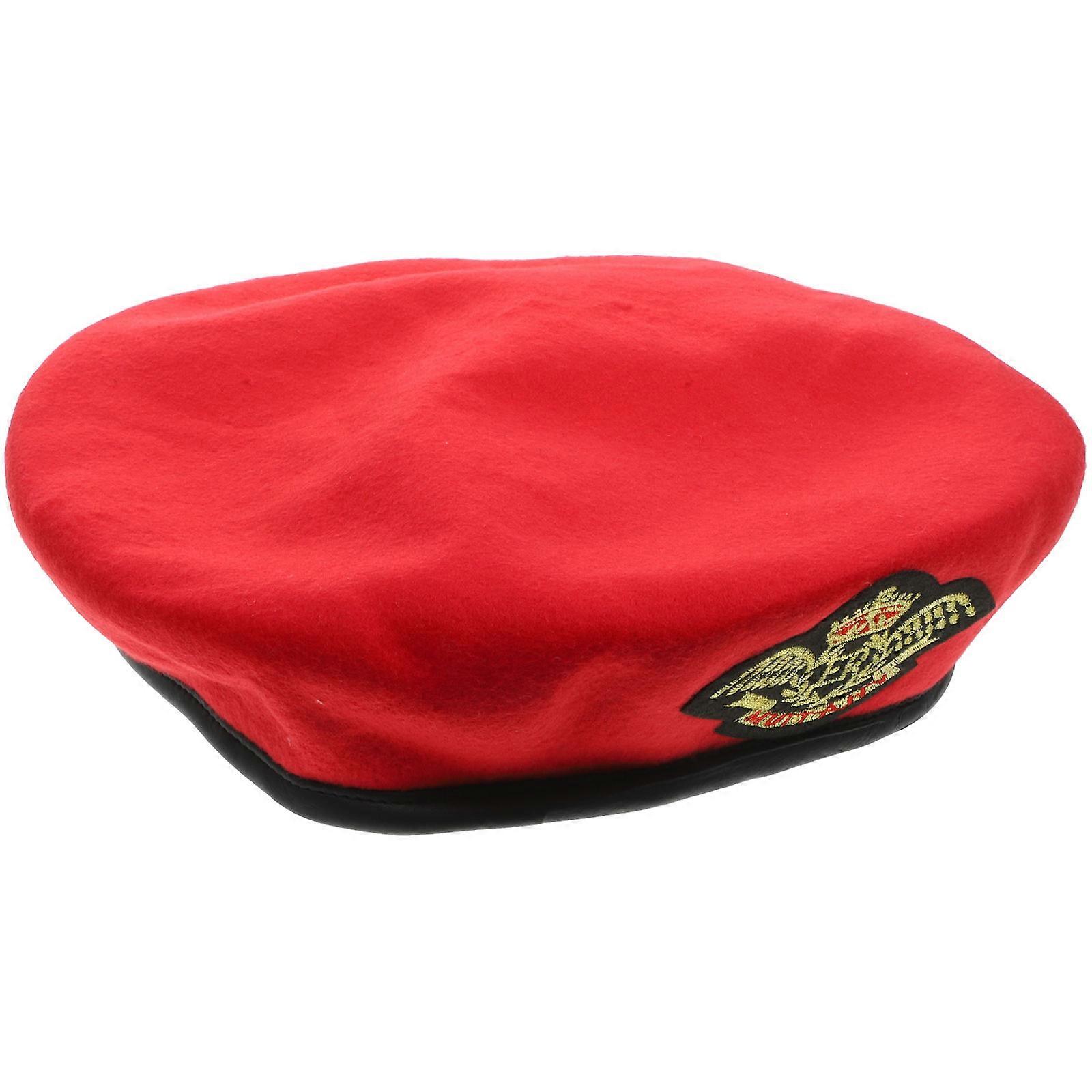 Red Captain Beret Hat Captain Hat for Decorating 1 Piece Wool-Like Material