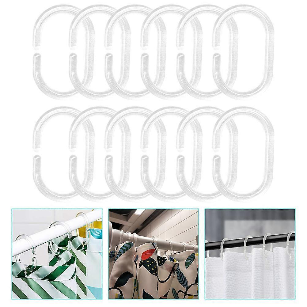 Shower Curtain Hooks Transparent Plastic for Home 12Pcs