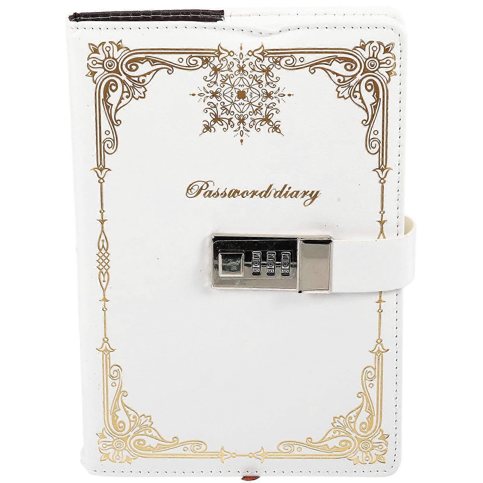 Journal Notebook White Rectangular Shape For Travel Journaling 300 Pages Code Lock 1Pack