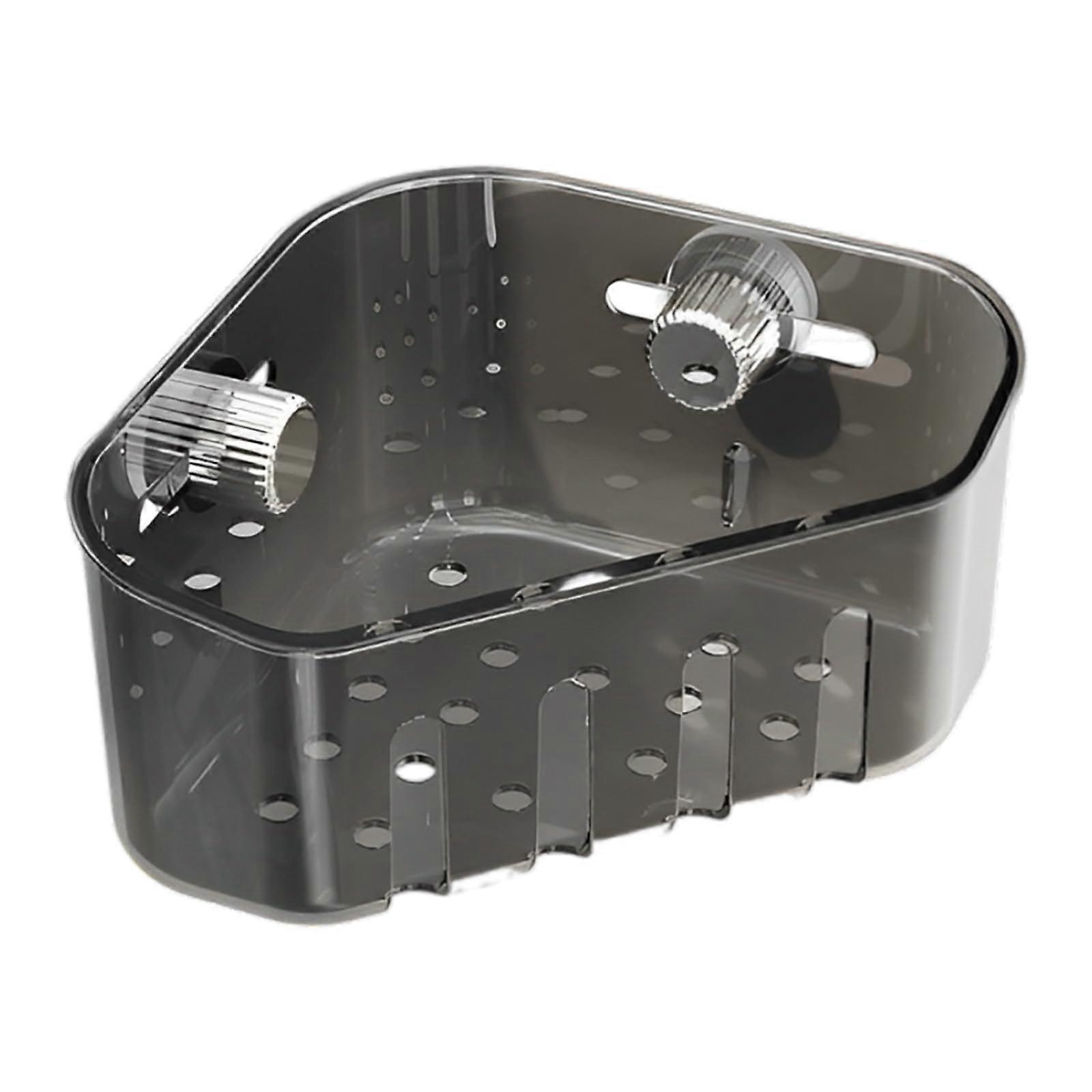 Kitchen Sink Organizer with Strong Suction Cup, Removable Sponge Holder and Drainage Rack Grey