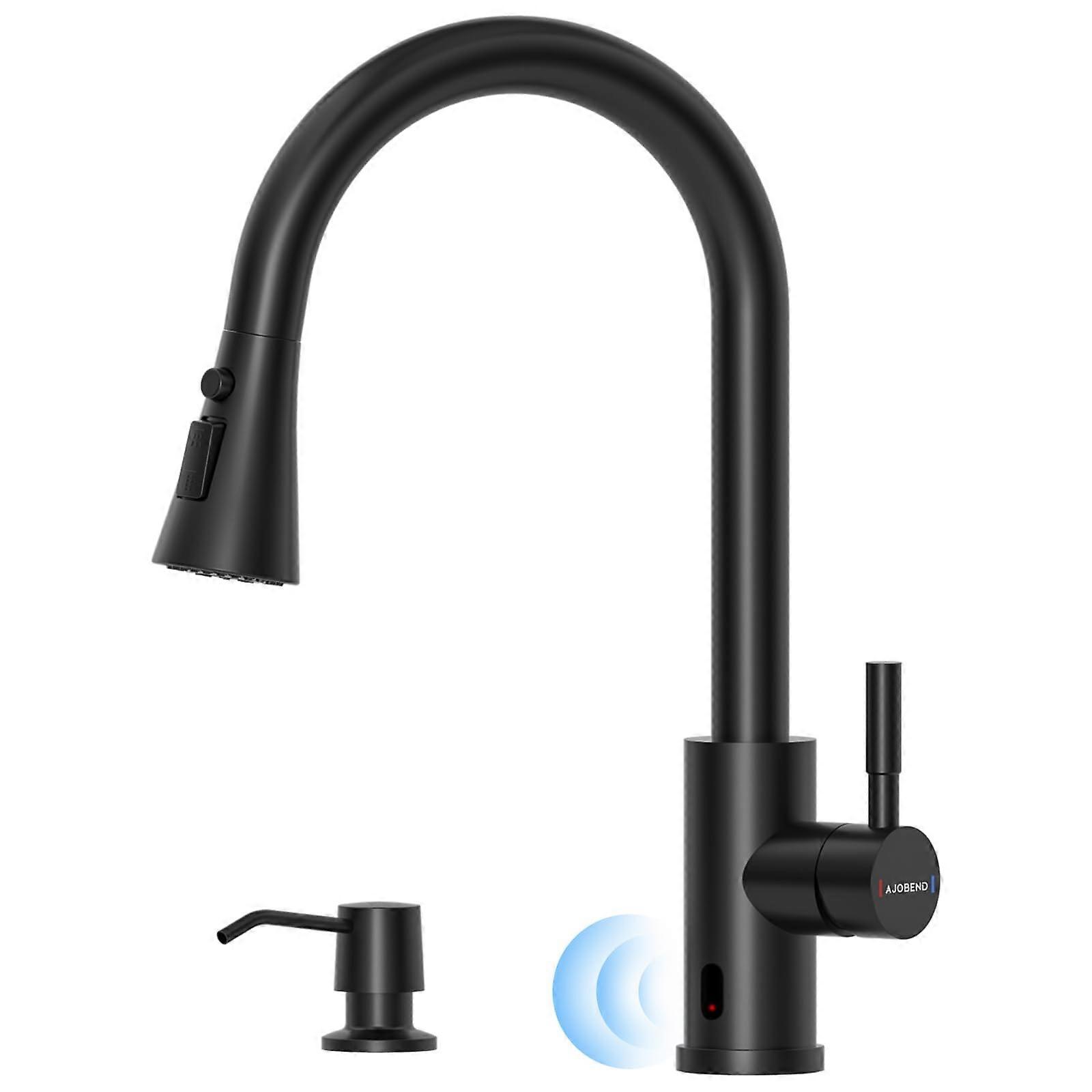 Touchless Kitchen Faucet Matte Black with Motion Sensor, Pull Down Sprayer and 360° Swivel Spout