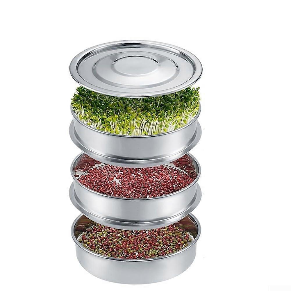 3Tier Stackable Seed Sprouter Tray with Lid, Soil Microgreens Growing Kit for Beans and Sprouts