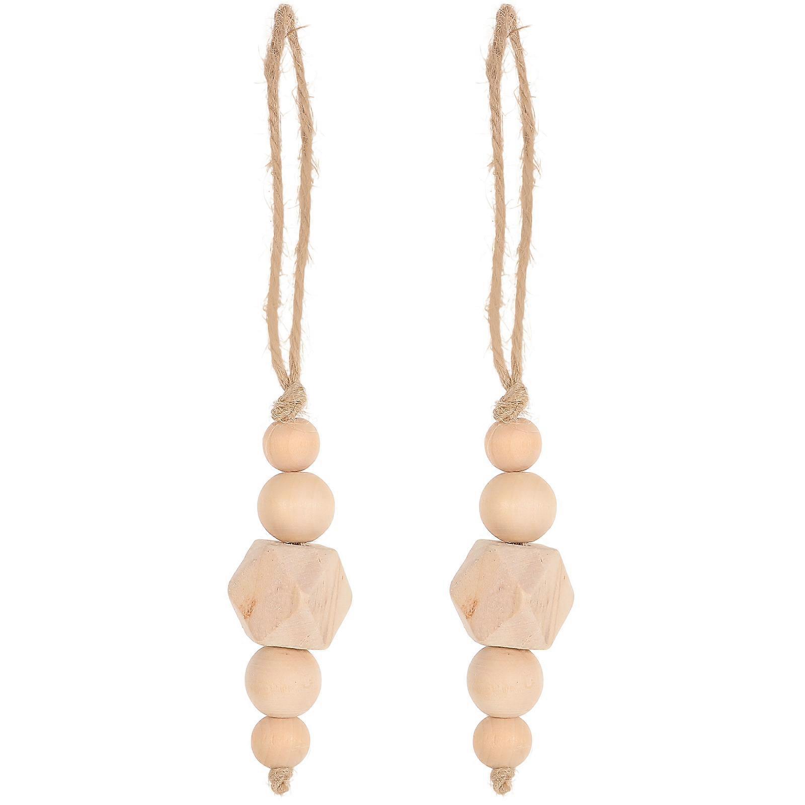 Wooden Bead Hanging Decoration for Home with Rustic Design 2Pcs