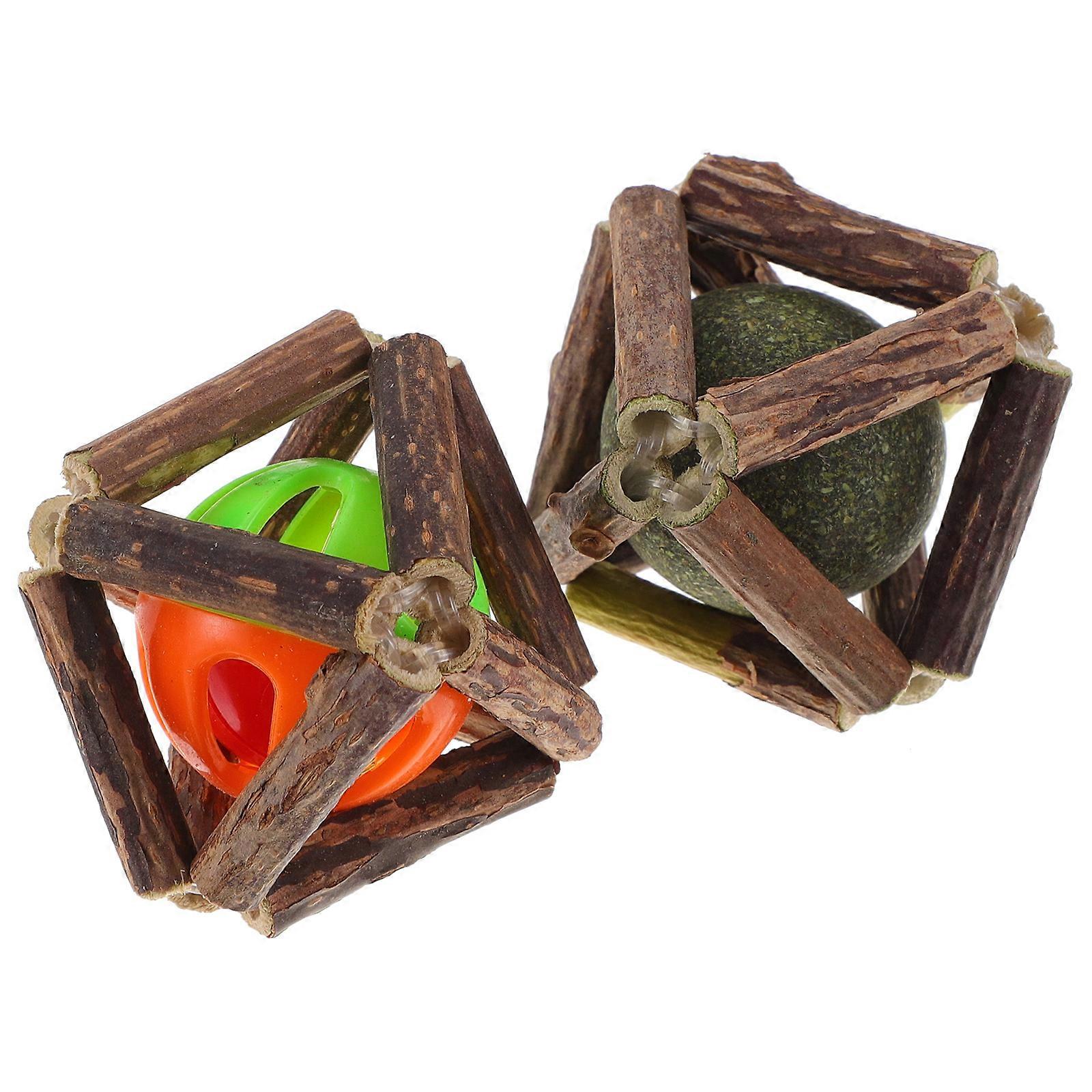 Cat Toy Cat Chewing Ball for Teeth Care 2Pcs Assorted