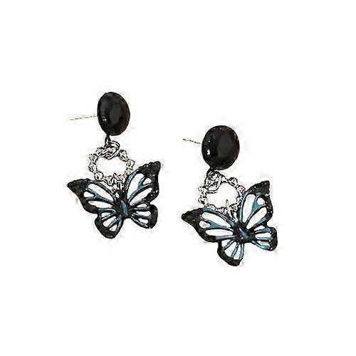 Boucles d'oreilles pendantes asymétriques coréennes en forme de cœur noir ajouré, style coréen, pour femme, bijoux de soirée tendance