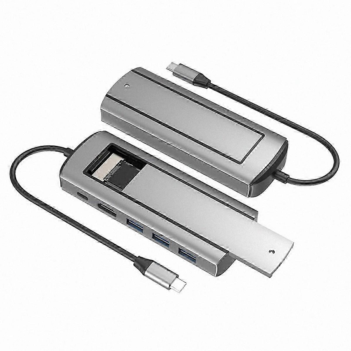 6-in-1 USB C M.2 SSD Hub with Disk Storage, USB 3.0 Type C Dock Compatible with HDMI Laptops