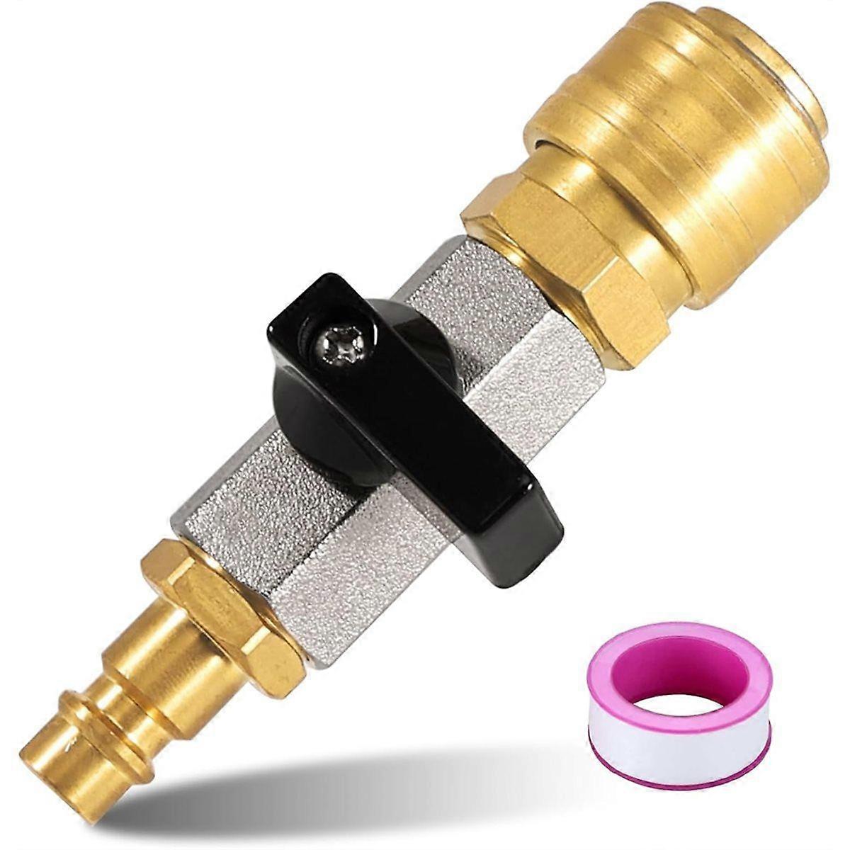 Compressed Air Stopcock, G1/4 Inch Compressed Air Quick Release Coupling, 1/4 Inch Brass Compressed