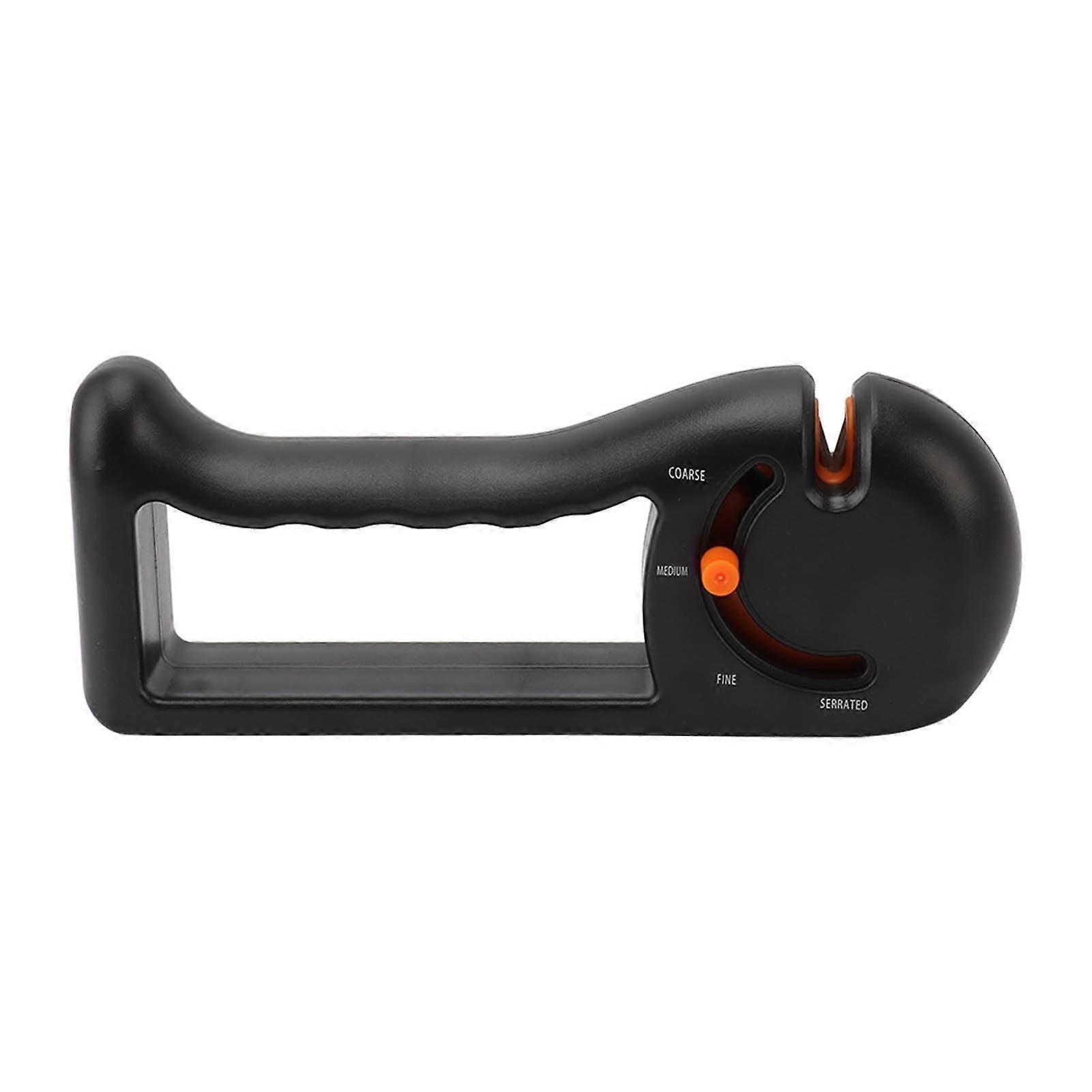 Manual Knife Sharpener 4 Stage Adjustable Handheld Kitchen Tool with Ergonomic Handle Orange