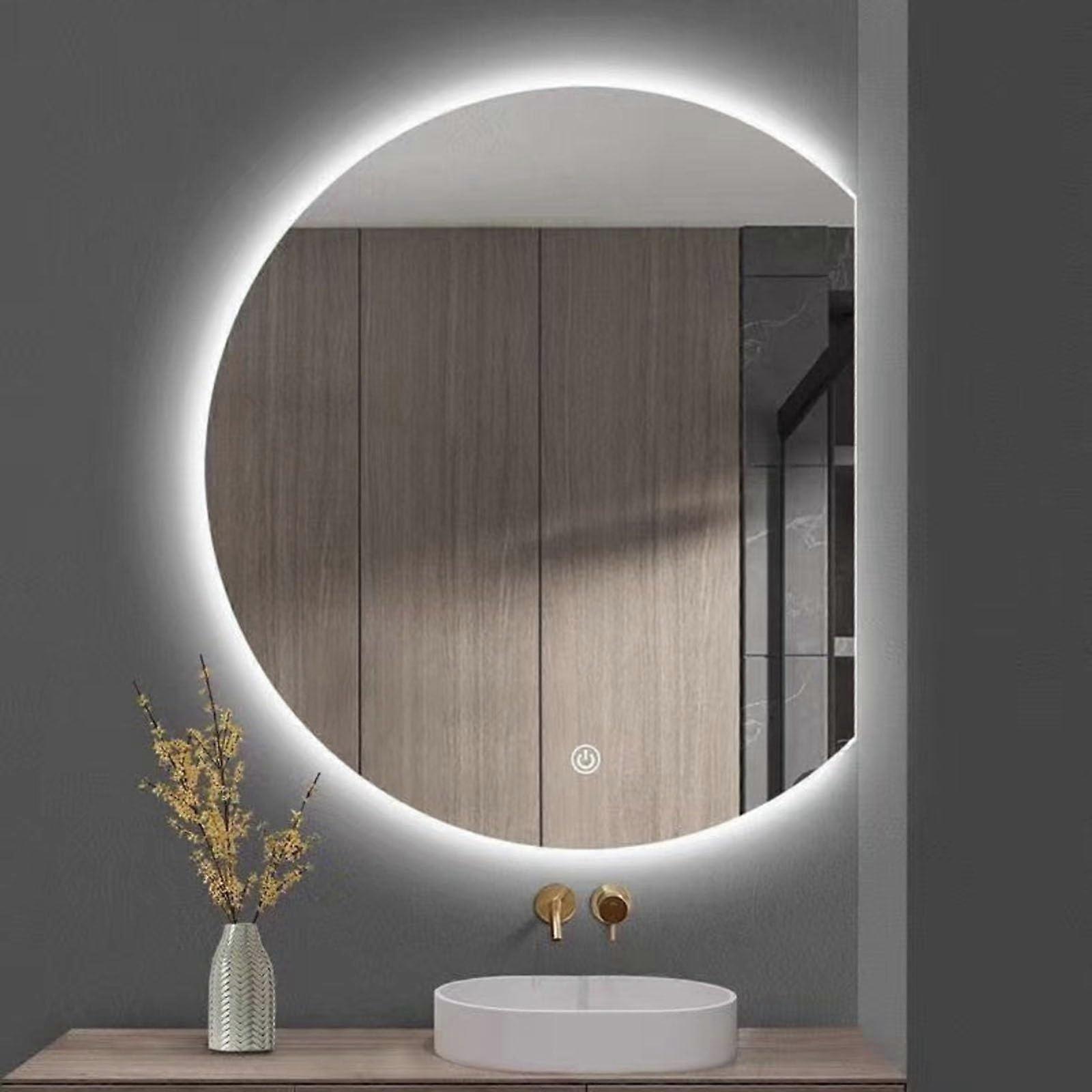 Half Circle LED Bathroom Vanity Makeup Mirror, Wall Mounted, Dimmable Touch, TriColor Lighting, 50x4