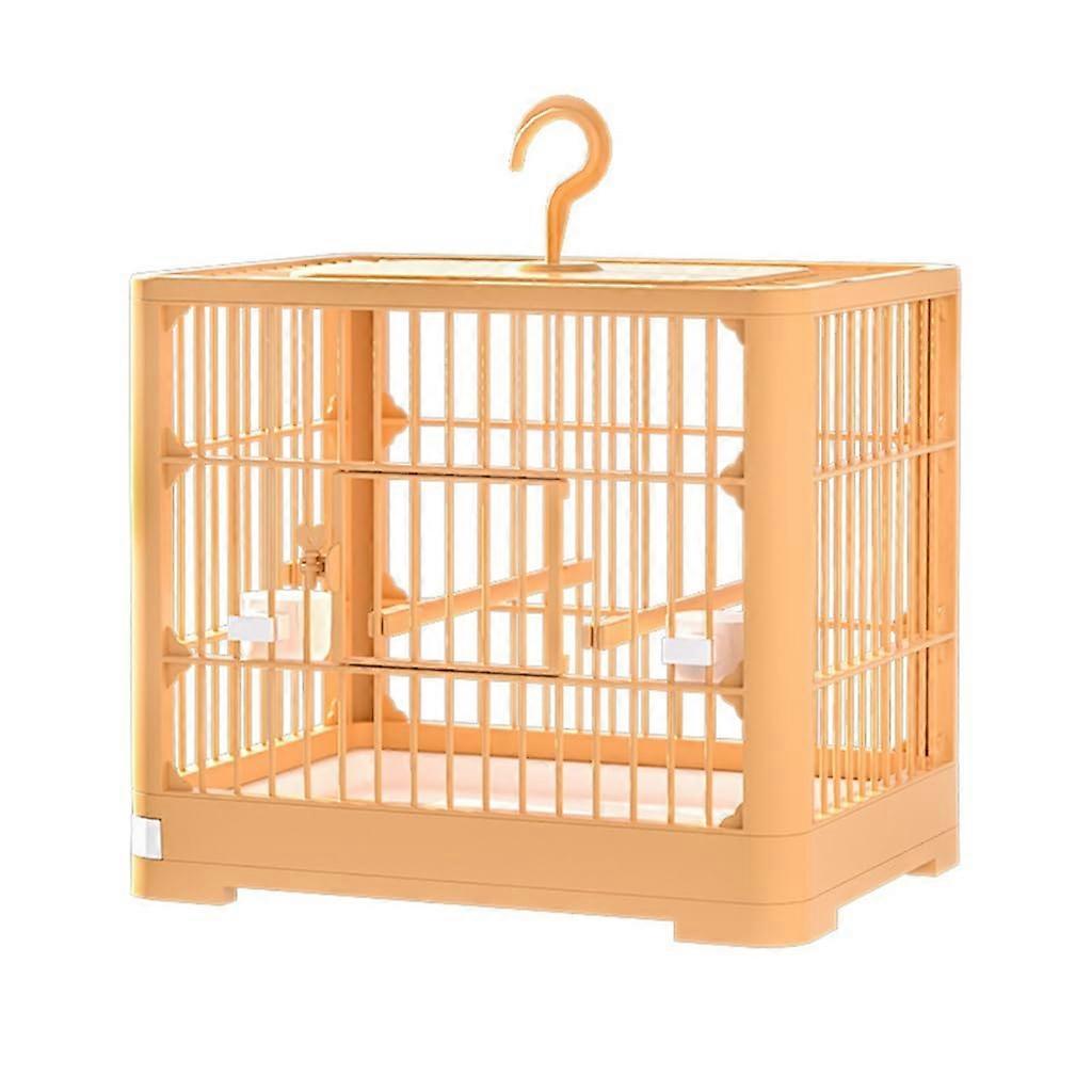 Large Bird Cage for Parrots with Spacious Living Space and Ventilated Perch, Orange