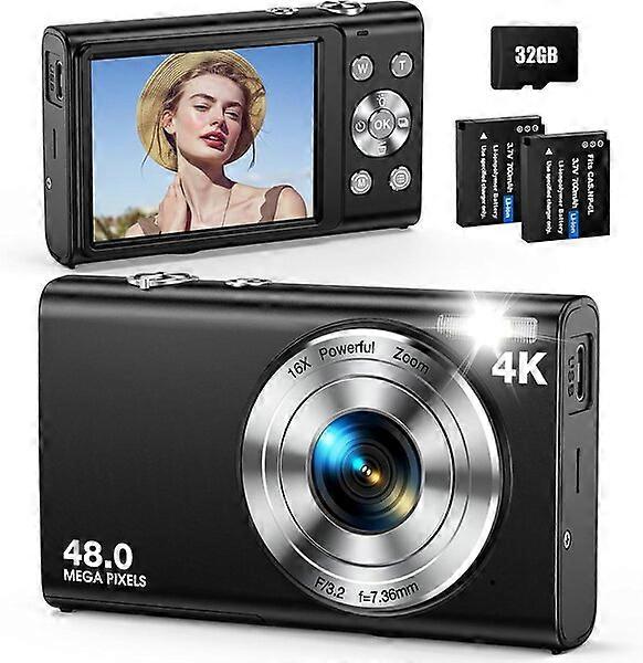 Compact Digital Camera, Anti-Shake Face Detection, Portable Design, Selfie Vlog Camera