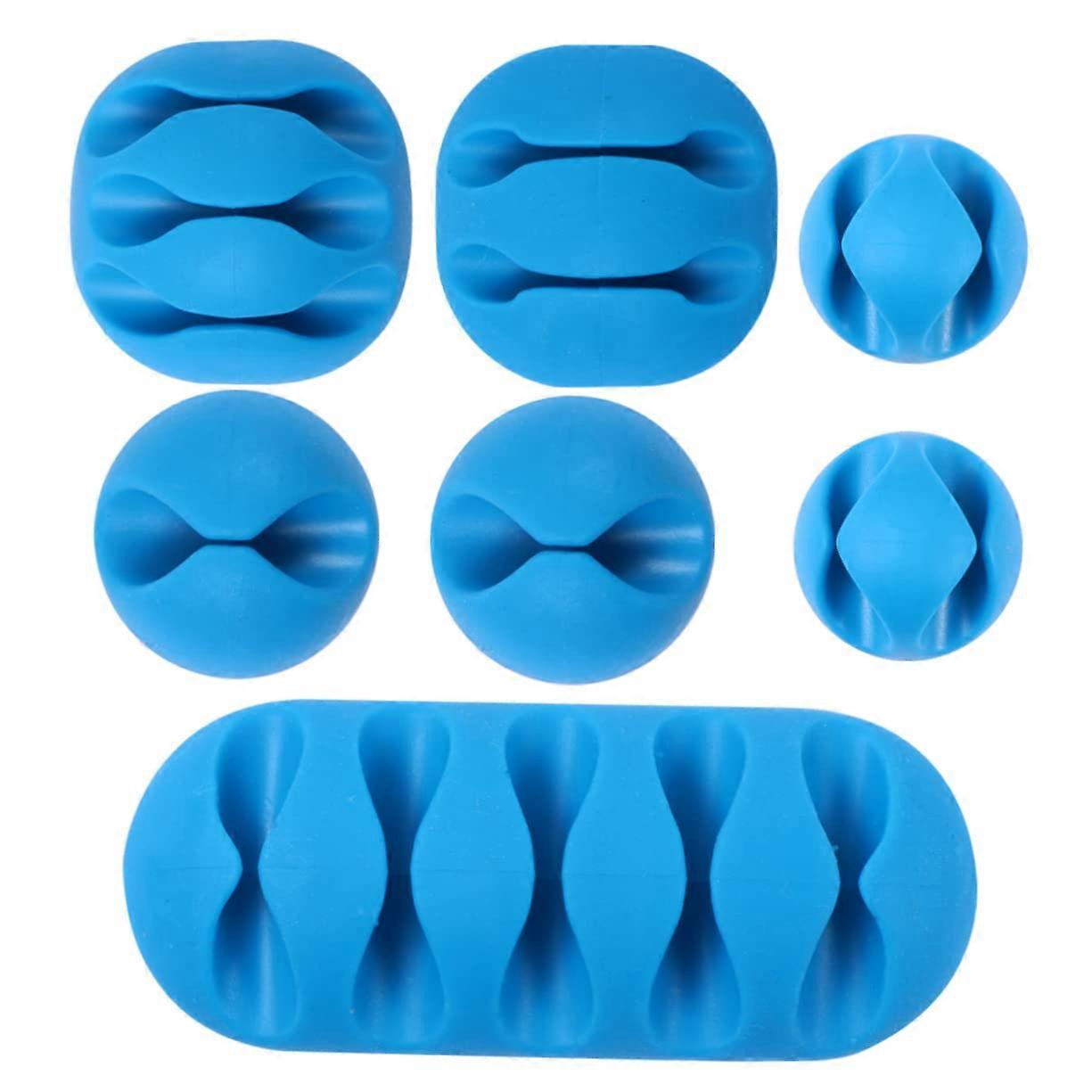 2 Pack Blue TPR Desktop Cable Organizer MultiHole Clips for Efficient Wire Management