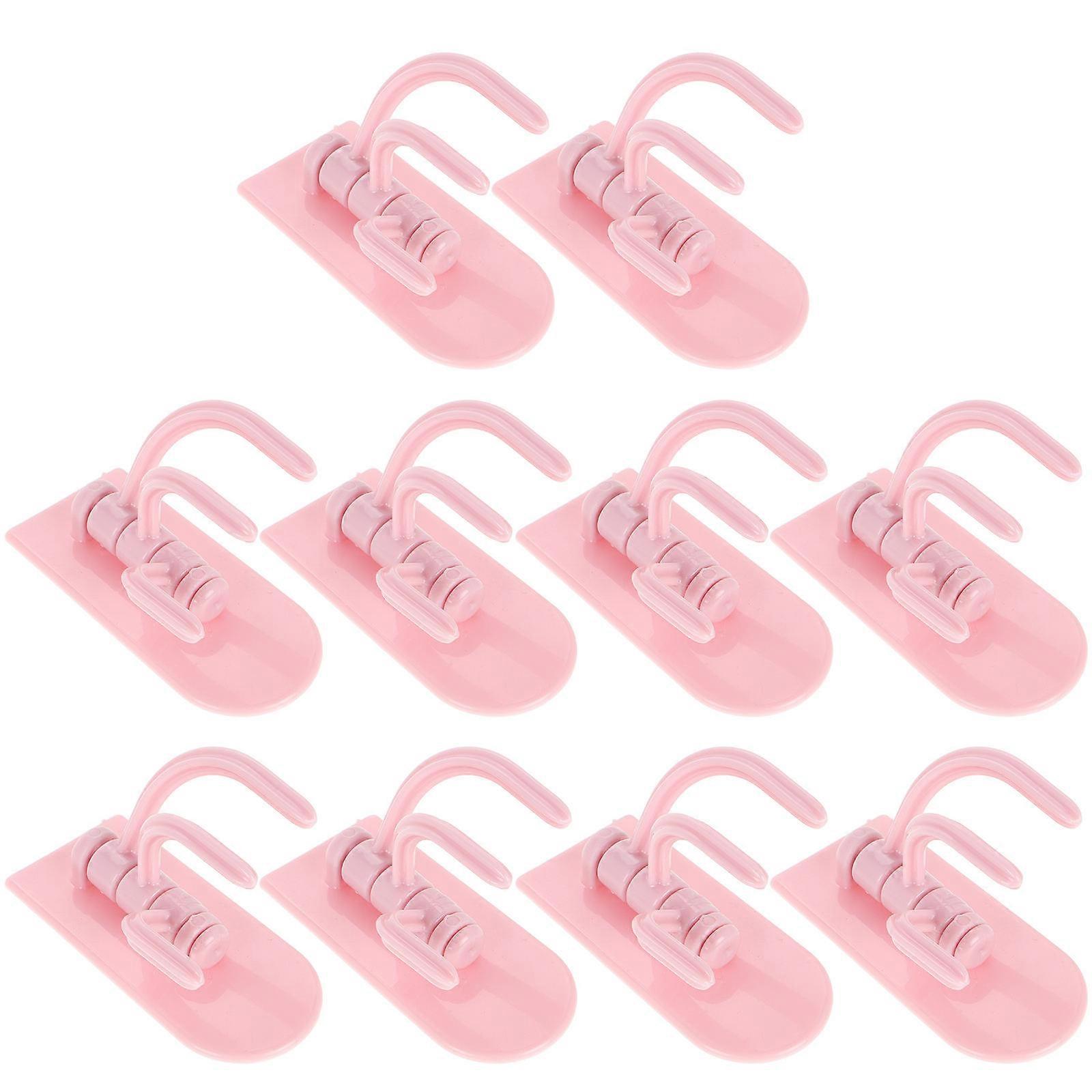 Pink Wall Mounted Hooks for Storage 10Pcs Multifunctional ABS Hooks