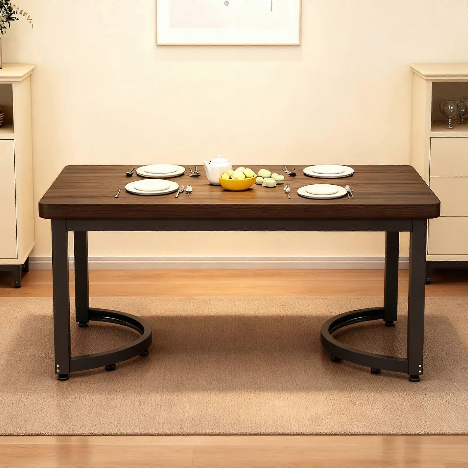 Modern Rectangular Dining Table Set for 4 with Heavy Duty Steel Frame for Small Space Apartment