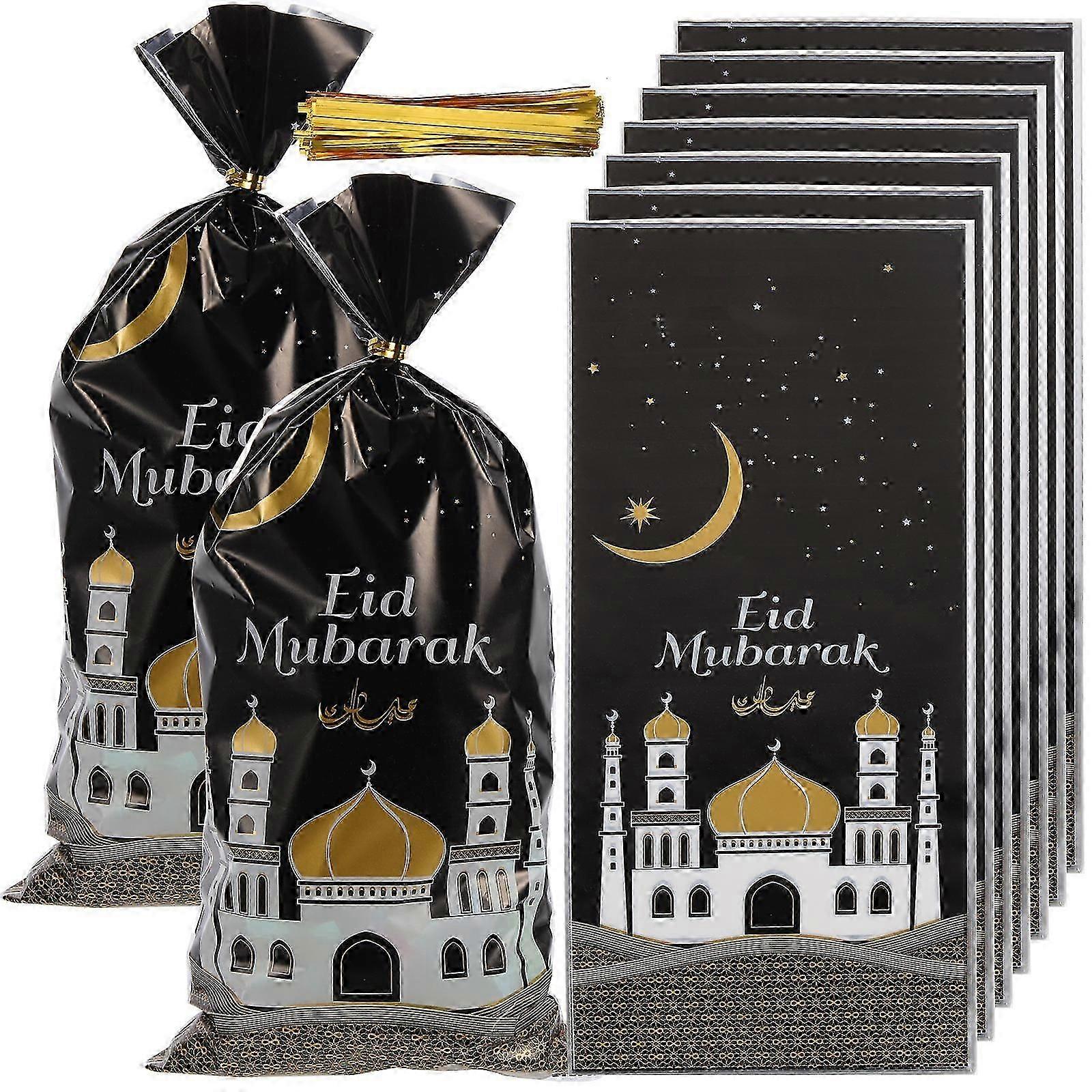 Wrapping Bags For Presents Plastic Composite Material Eid Mubarak 50Pcs