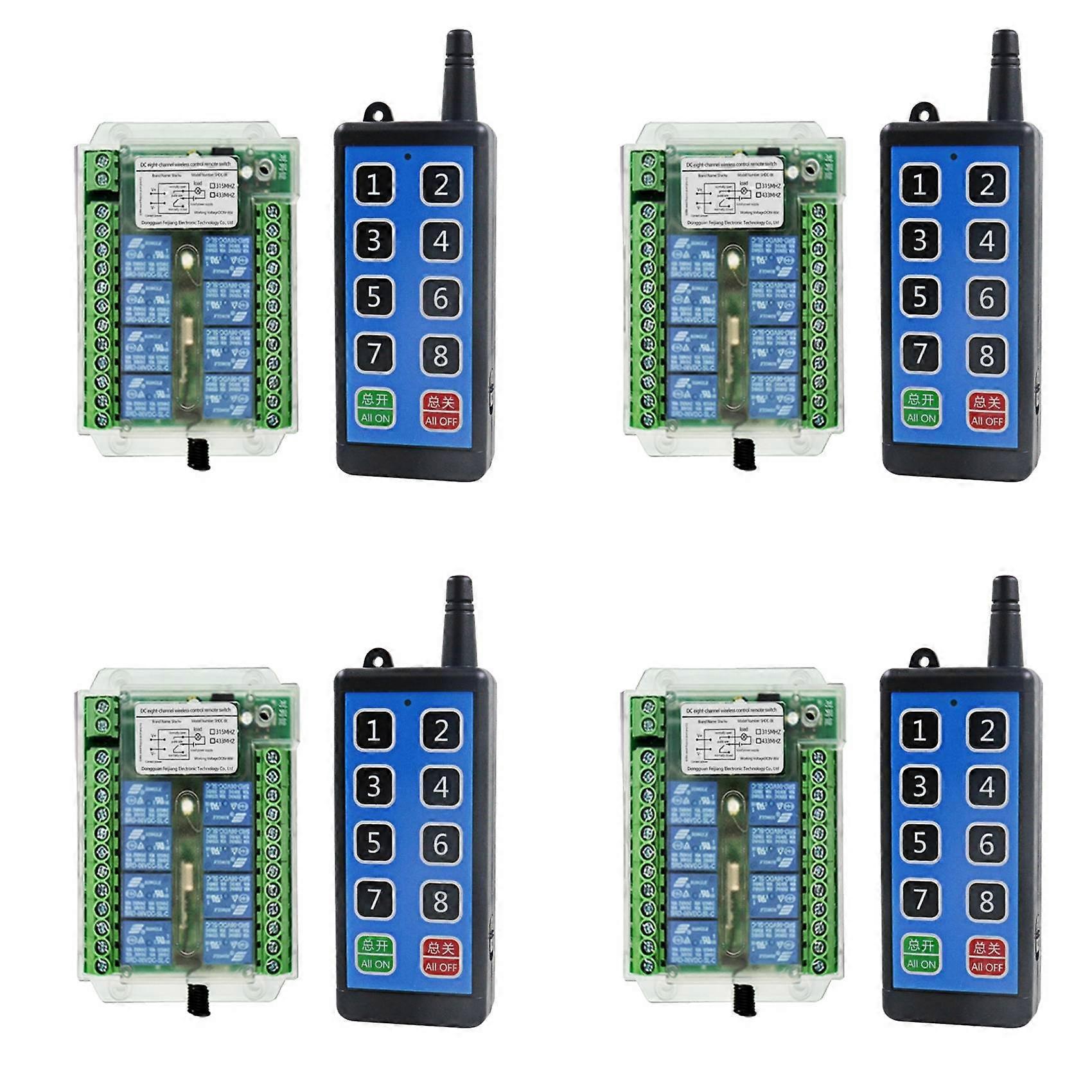 4X 8 Channel Wireless Rf Remote Control Switch DC 9-72V Remote Control Wireless Remote Motor Control Switch