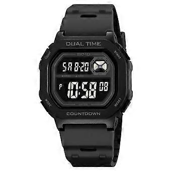 Digitale sporthorloge voor heren met stopwatch/alarm/dubbele tijdweergave/led-achtergrondverlichting, waterdicht outdoorhorloge met PU-band, ideaal cadeau voor mannen.