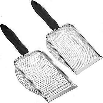 Finmasket kattegrusske i rustfrit stål, non-stick belægning, kompatibel med fint sand og krybdyrsgrus (3,8 mm/5 mm huller)