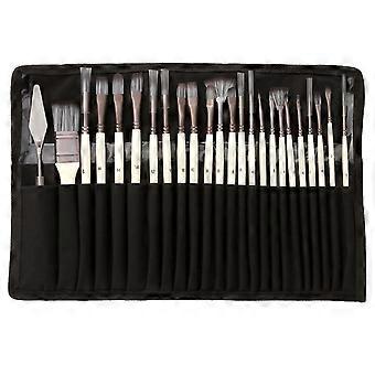 24 Pcs Nylon Hair Watercolor Paint Brush Wooden Handle Scrubbing Scraper Acrylic Painting Art Brush