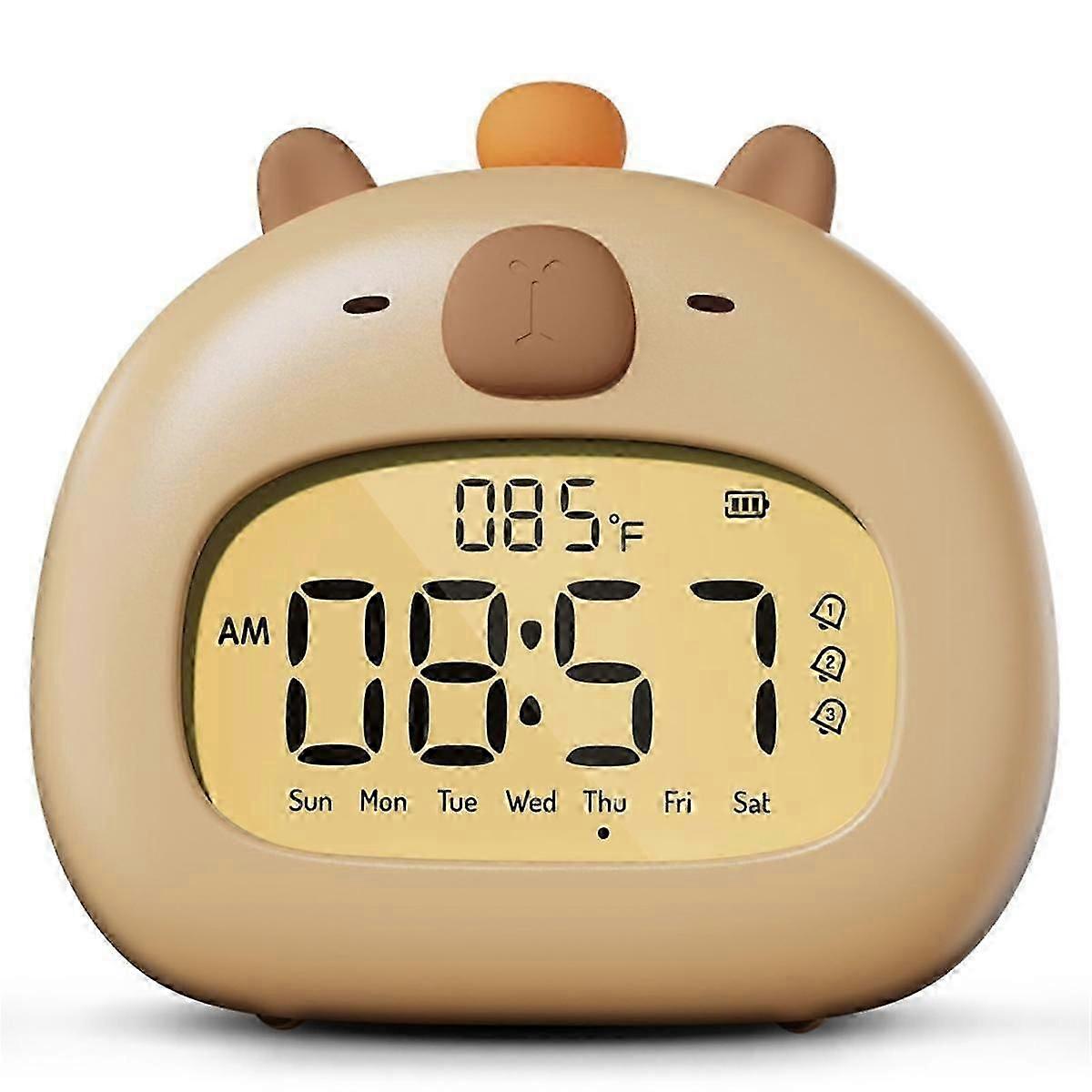 Kids Capybara Alarm Clock | Sleep Trainer | Dimming Night Light | USB Charging | Countdown Function