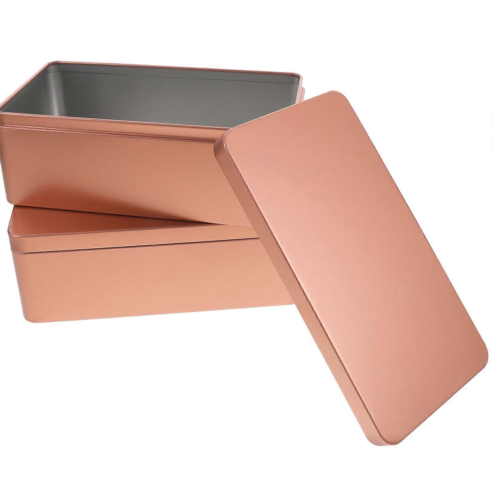2Pcs Small Tins Tea Leaf Tin Storage Box Empty Tinplate Candy Storage Box with Lid