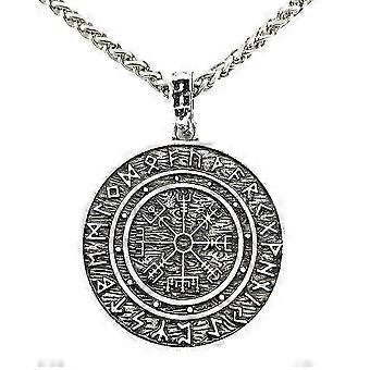 Nordic Vegvisir Compass Norse Runes Viking Jewelry Runic Amulet And Talisman Pendant Necklace Men