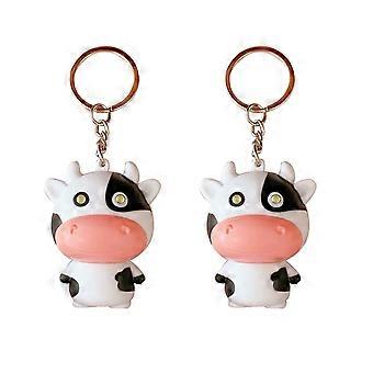 Cartoon Cow Keychain Cute Cow Pendant Assorted Color Hanging Decor For Car Key And Backpack 2Pcs