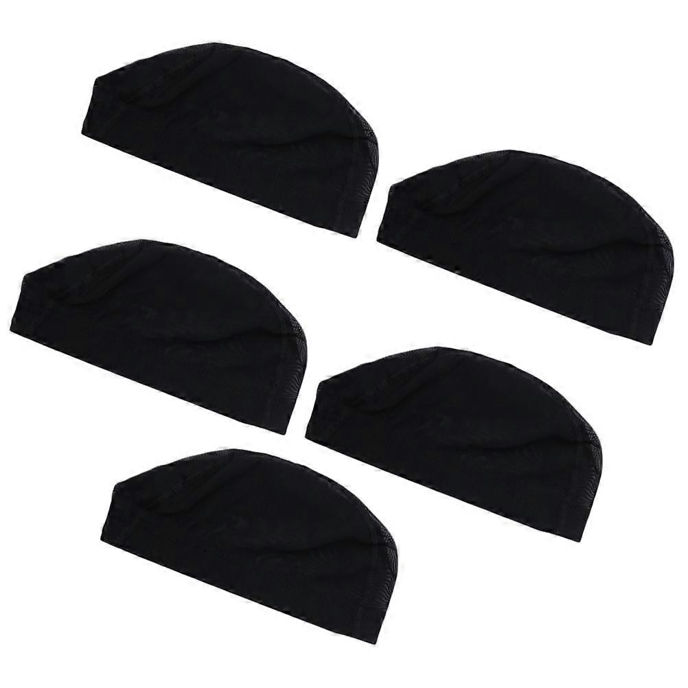 Parykhårnet Sorte Mesh Caps til Paryk 5 stk. Elastisk Stylingtilbehør