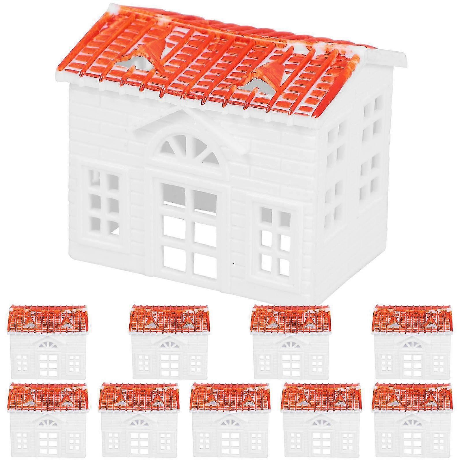 Simulation Building Model Small Villa Model for Decoration 20Pcs Plastic White