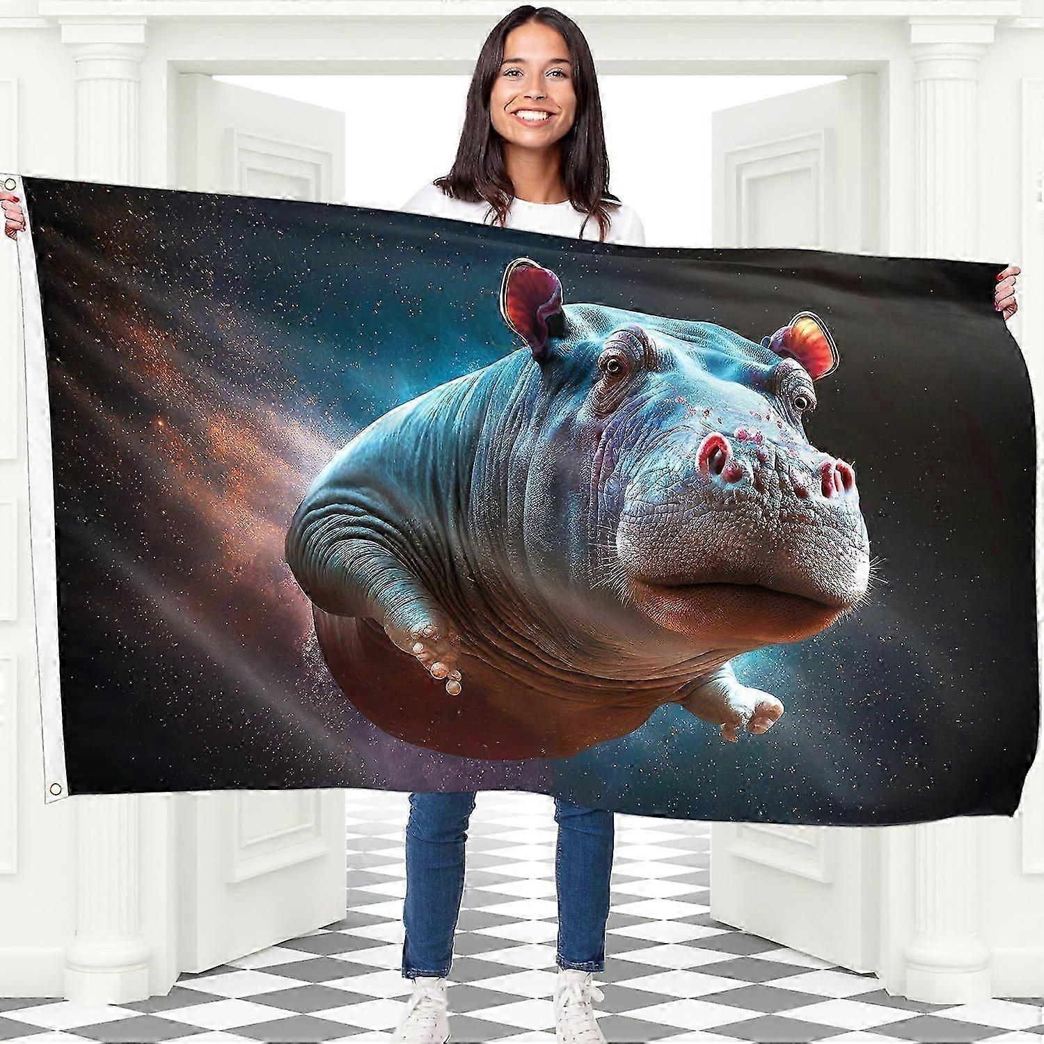 Flying Space Hippo Flag IW0630