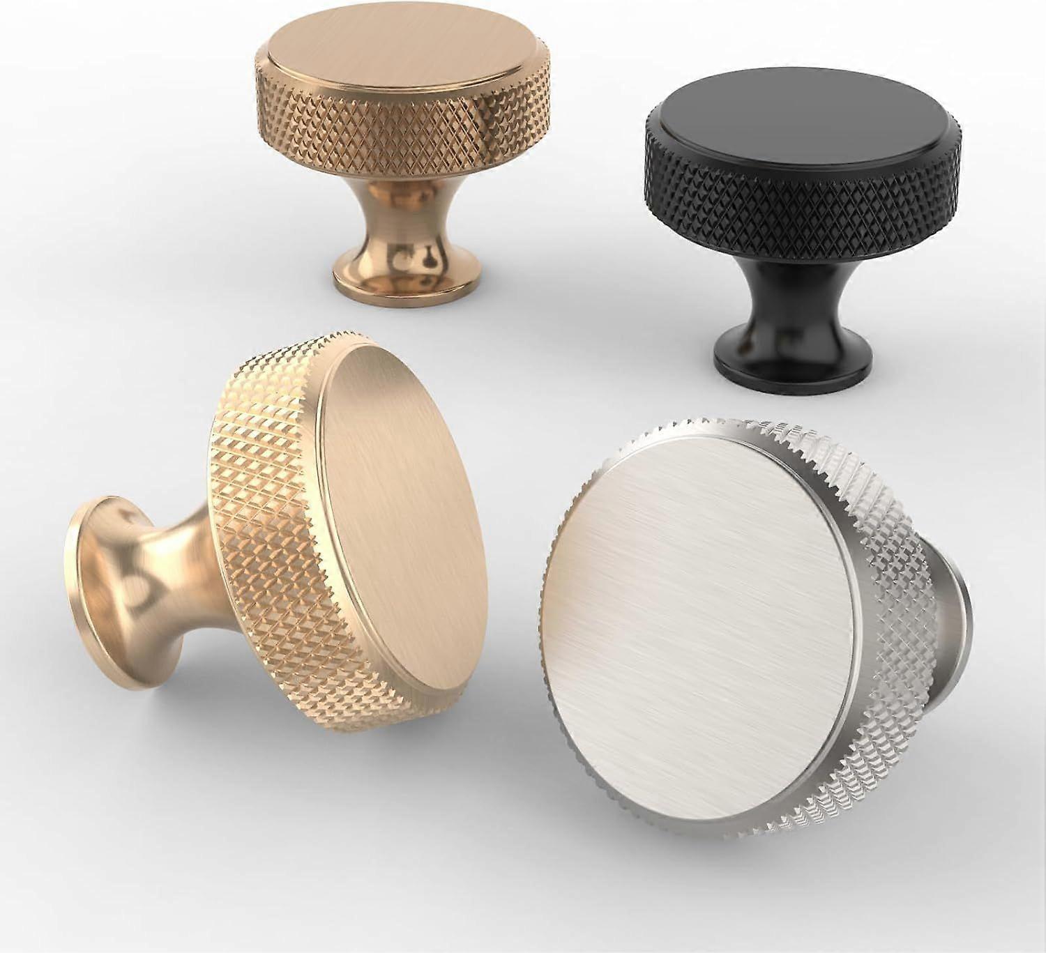 Gold Knurled Cabinet Knobs,10 pack Cupboard and Wardrobe Dresser Knobs Drawer