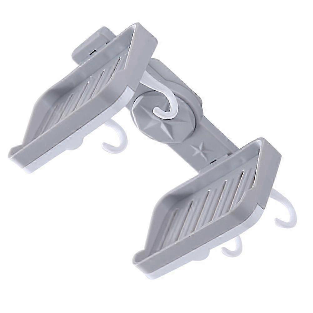 Soap Rack with Hook for Holding Soap Double Layer Wall-Mounted Grey