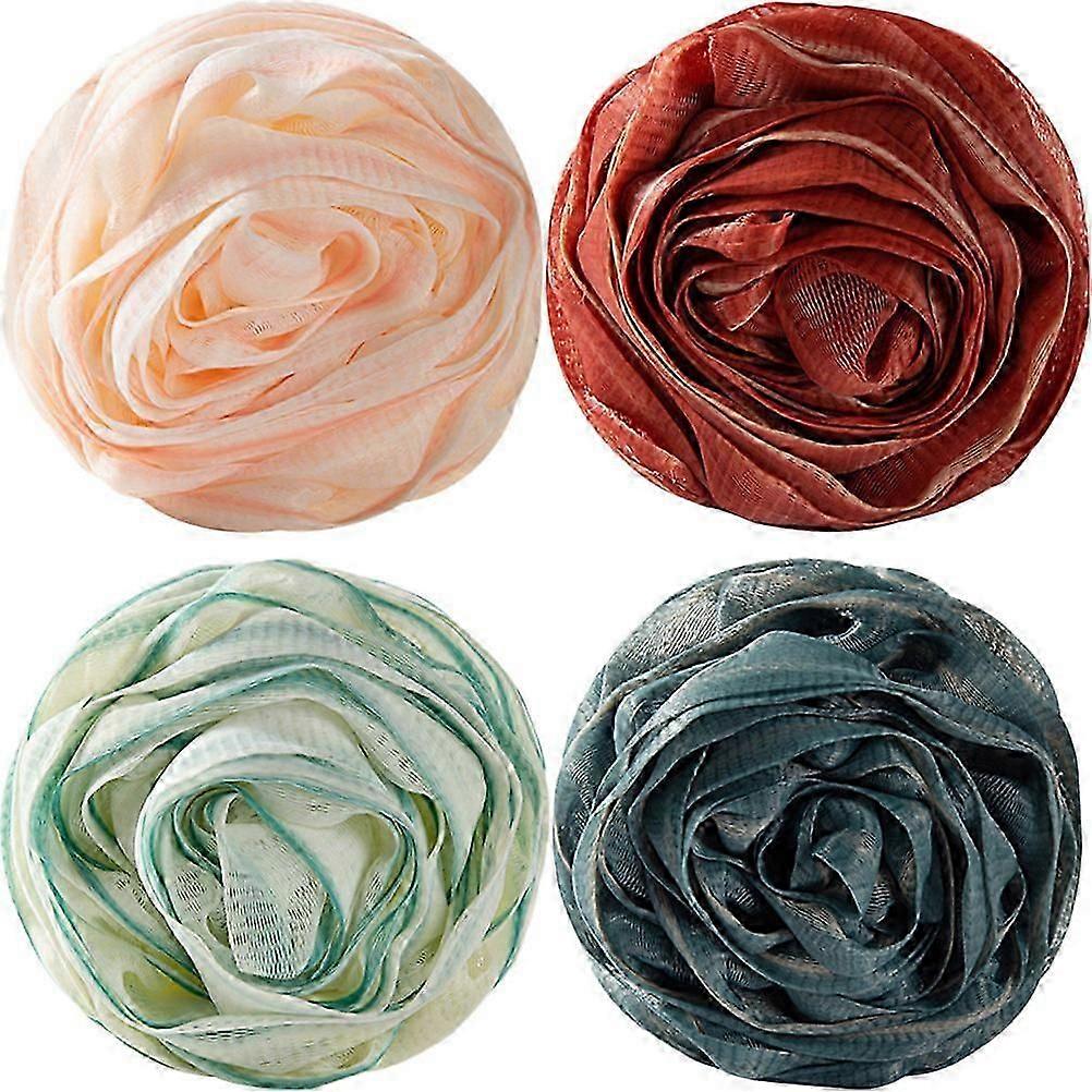 Bath Ball Shower Scrubber for Bath 4Pcs Assorted Color Mesh Nets
