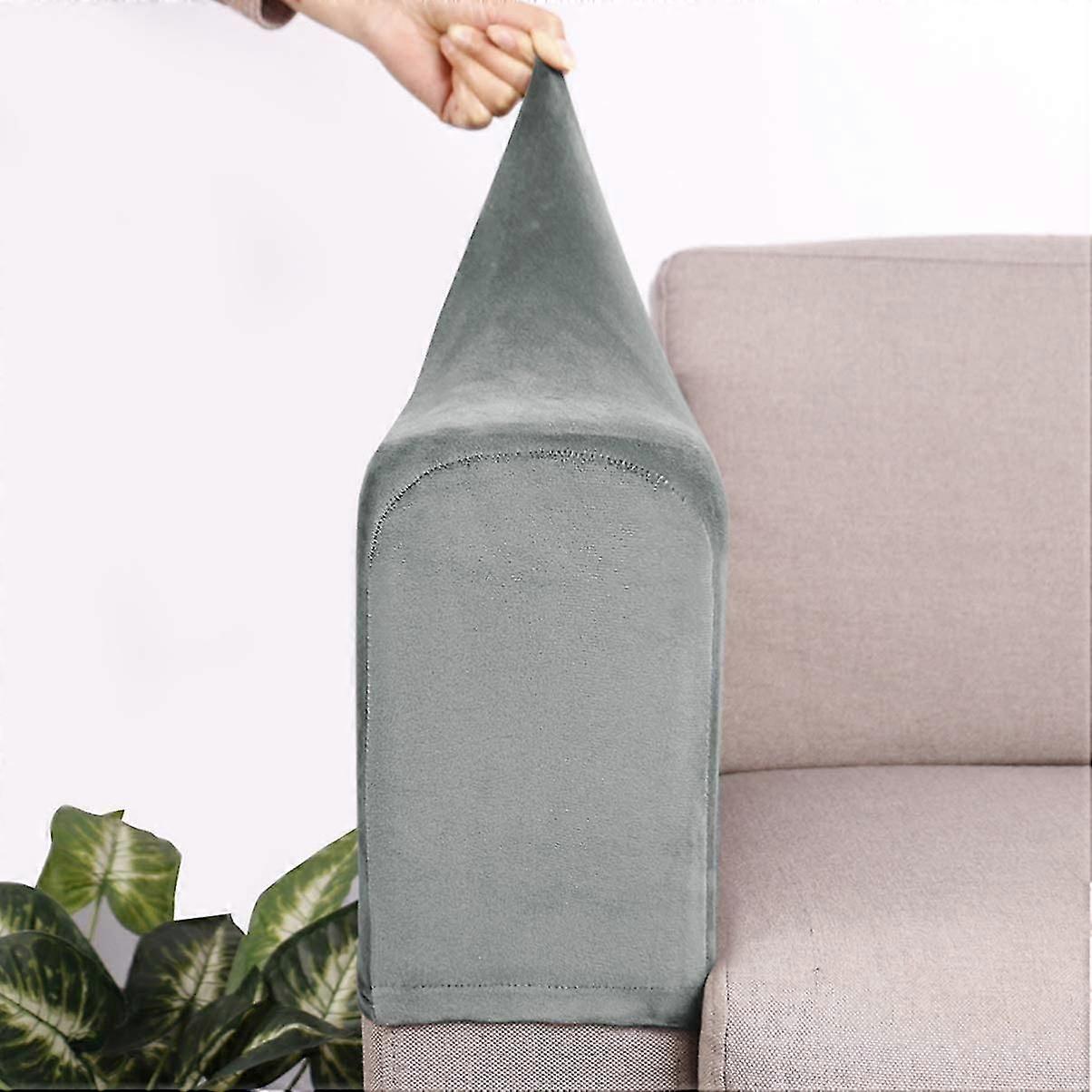 2 Pcs Sofa Armrest Cobre Manga protetora da capa (cinza)