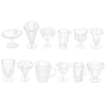 12pcs tazze in miniatura tazze di plastica in miniatura Mini casa tazze d'acqua Bambini fingono oggetti di scena da cucina