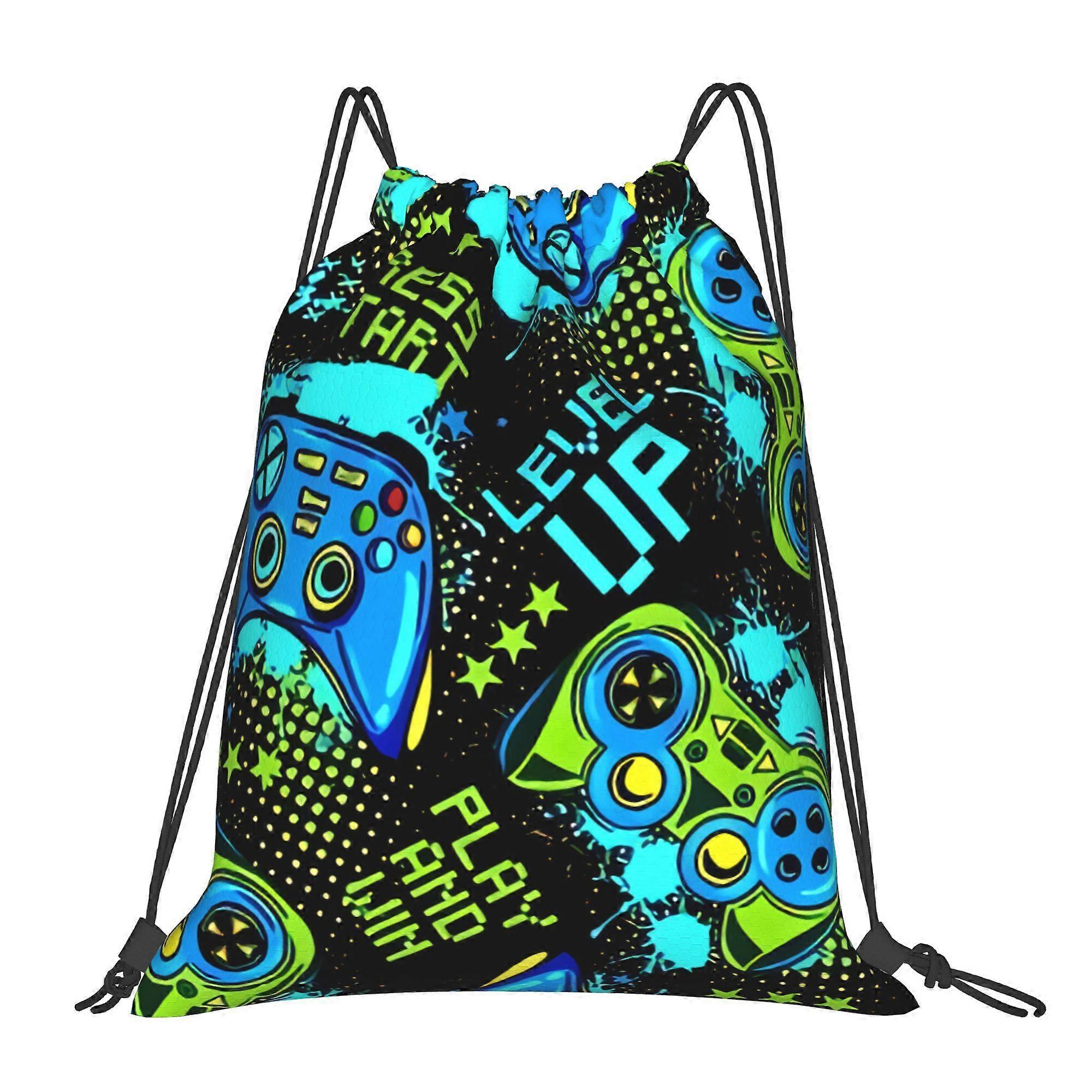 2D Flat Drawstring Bag, Gamepad Bundle Storage Bag Backpack-Cqazw