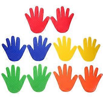 5 pares de marcadores de alfombra antideslizantes marcadores de forma de mano masaje sensorial equipo de entrenamiento para niños adultos aula jardín de infantes escuela hogar formación de equipos