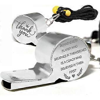 1 Box Coaches Whistle with Lanyard Stainless Steel Whistle Thank You Loud Clear Sound Sports PE Teacher Referee Gear