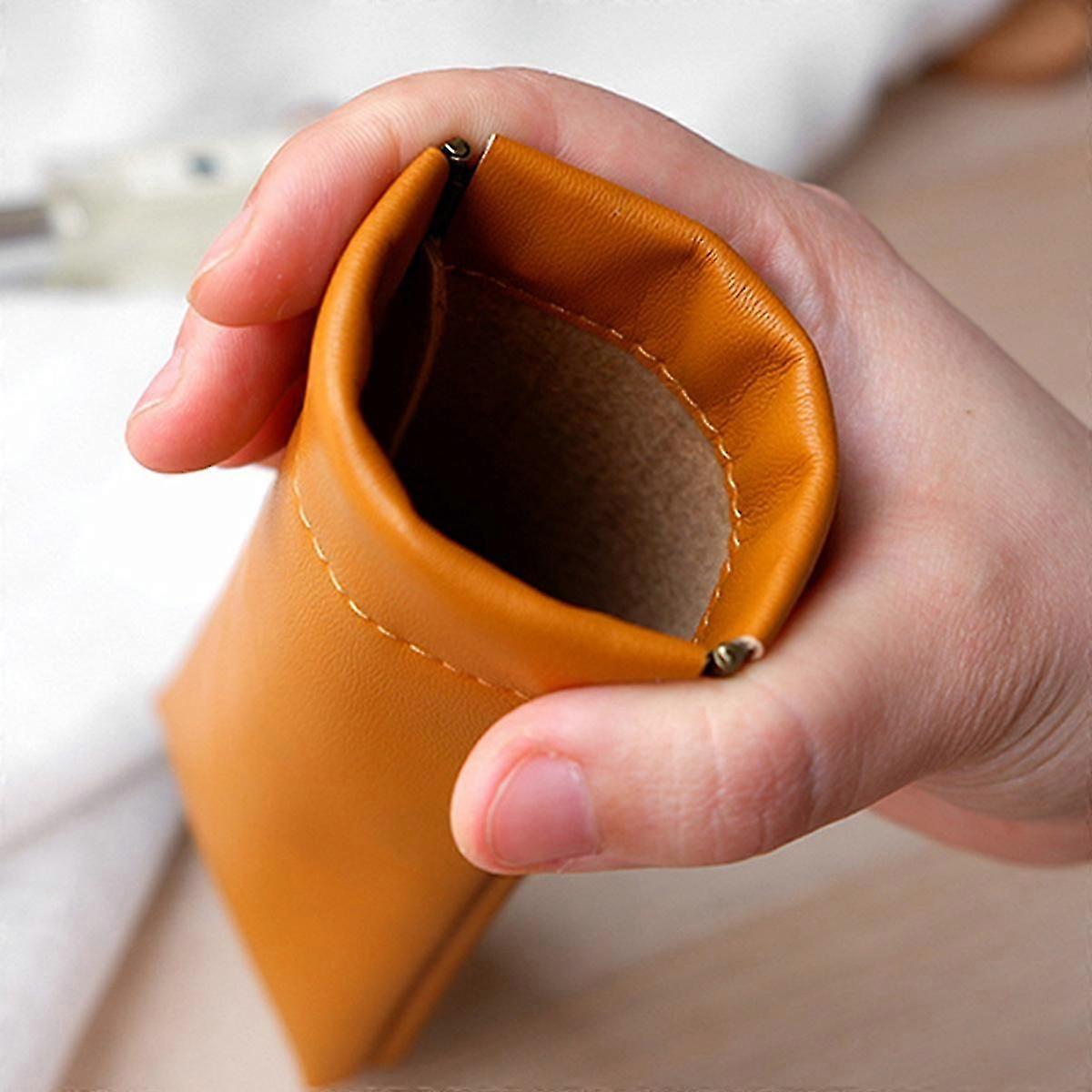 4-Pack Portable Squeeze Top Leather Eyeglass Case