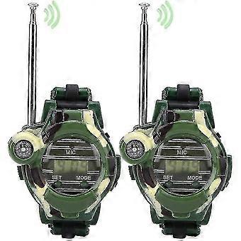 Conjunto de 2 Relógios Walkie-Talkie Infantis com Lanterna, Bússola e Lupa, Estilo Militar, Intercomunicador para Atividades ao Ar Livre.