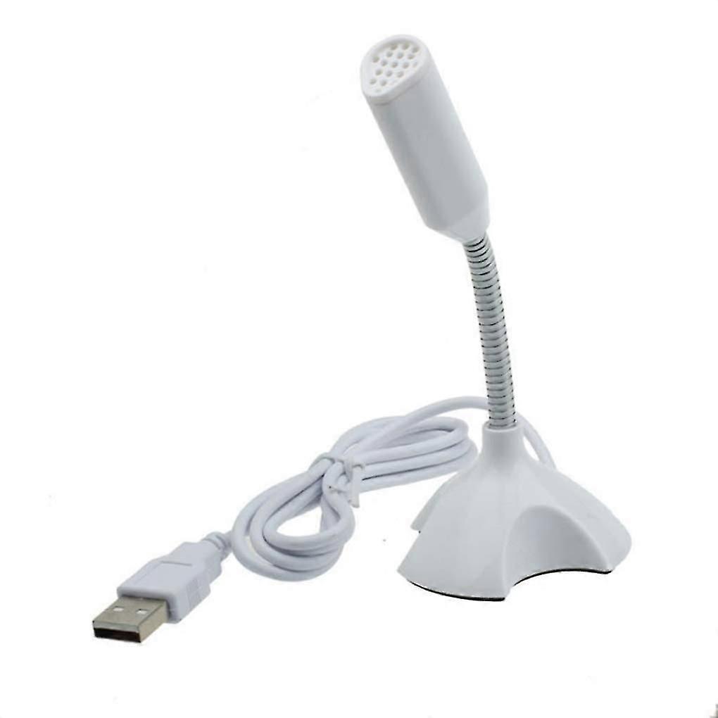 Desktop USB Microphone, Mini Mic, Flexible Gooseneck, Adjustable PC Mic, White, Compatible With Computers And Laptops