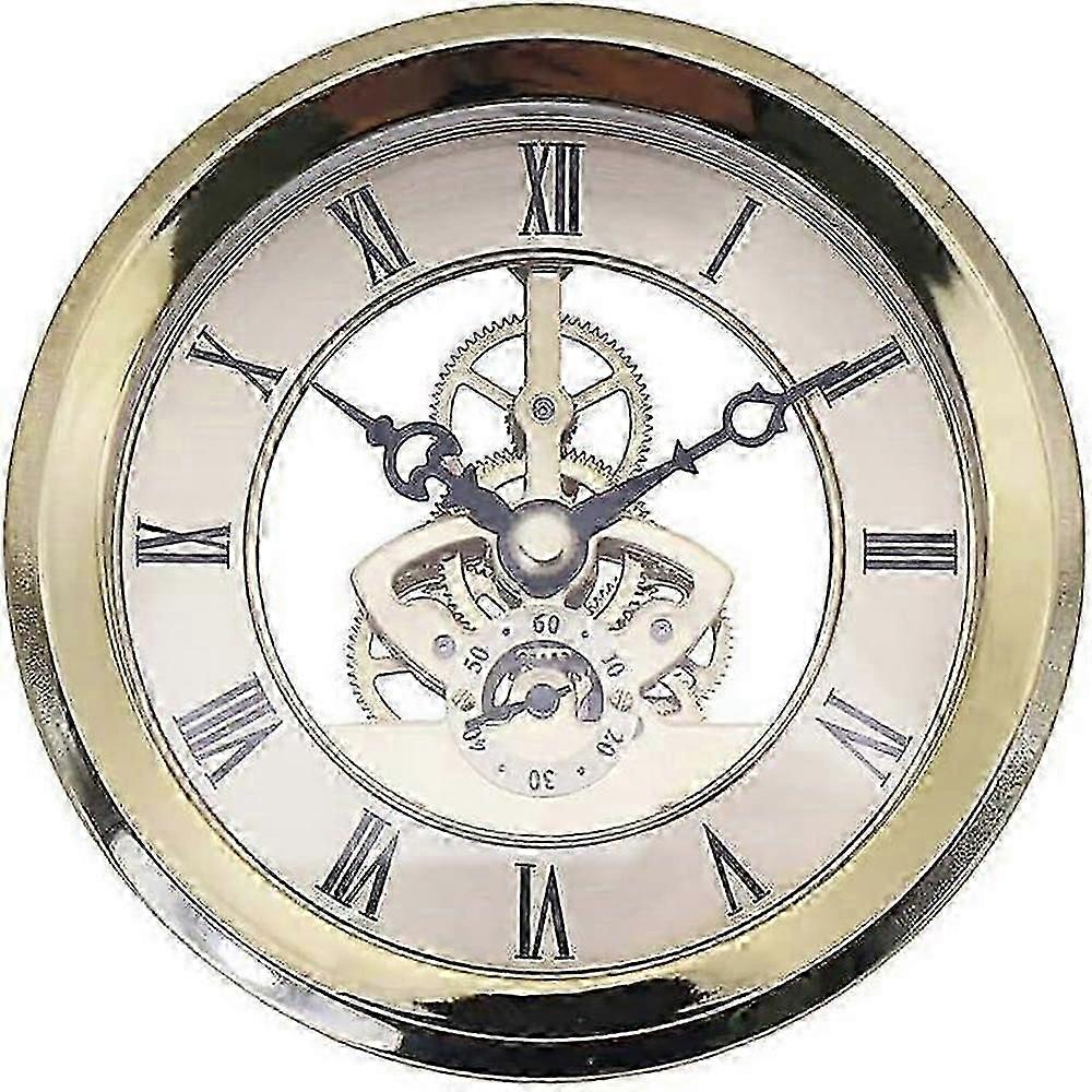 103mm Flush Mount Quartz Clock Insert Roman Numerals Silent Sweep Movement