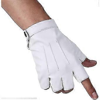 Männer Pu Leder Punk Halbfinger Schnappschuss Performance Handschuhe