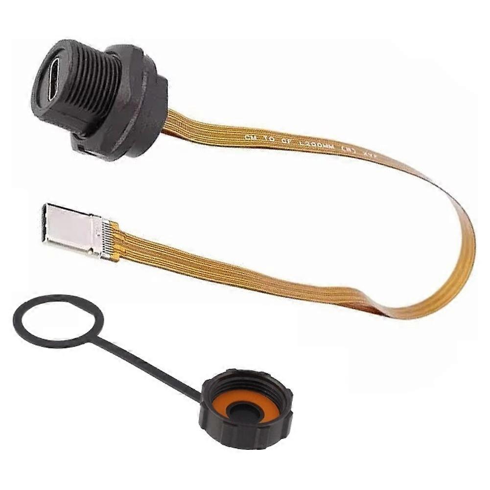 Type-C Threaded FPC Waterproof Plug Data Connector Industrial Grade USB 3.1 Type C Socket 20CM Cable